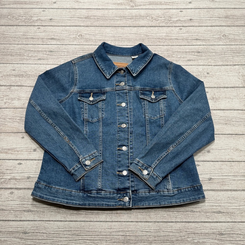 Levi's Signature Jacket Women's 1X Blue Denim Trucker Button Up Western Classic